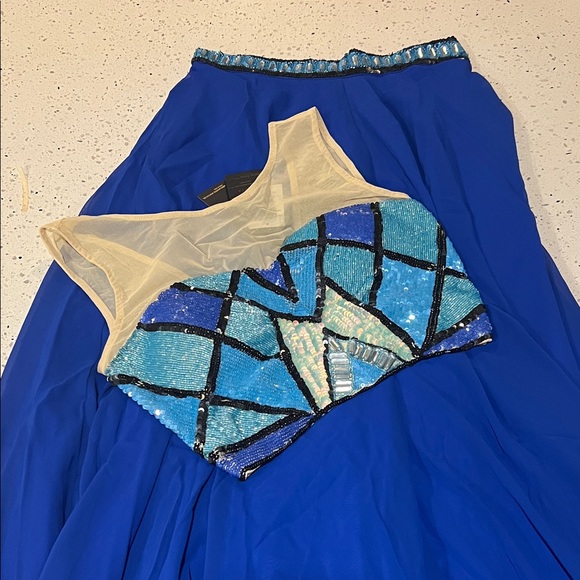 Blue and Black Sequin Two-Piece Dress - Picture 1 of 7